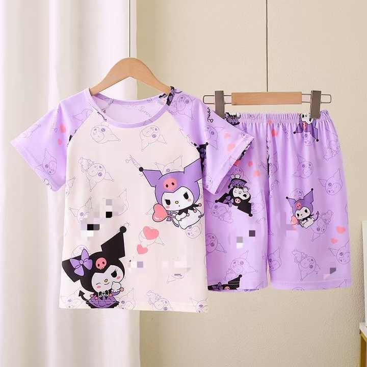 Wholesale Summer Short Sleeve Children's Pajamas Set Cartoon Spider Kt Pika Breathable Boys Girls Kids Pajamas 