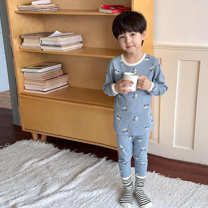 Children's Pajamas Set Long Sleeve Korean Printed Cotton Sleepwear طقم بيجامات للفتيات بأكمام طويلة ملابس نوم للأطفال كورية بطباعة لطيفة من القطن