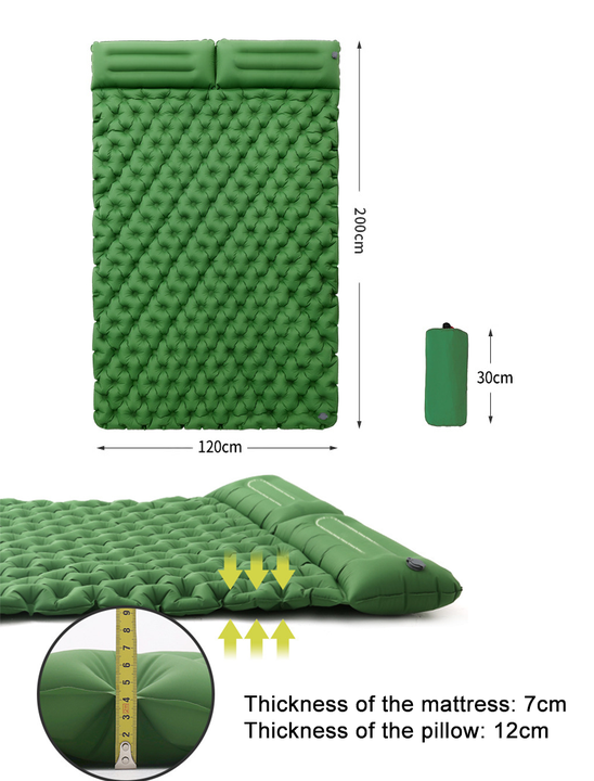 Double Camping Air Mattress Lightweight Inflatable Sleeping Pad 