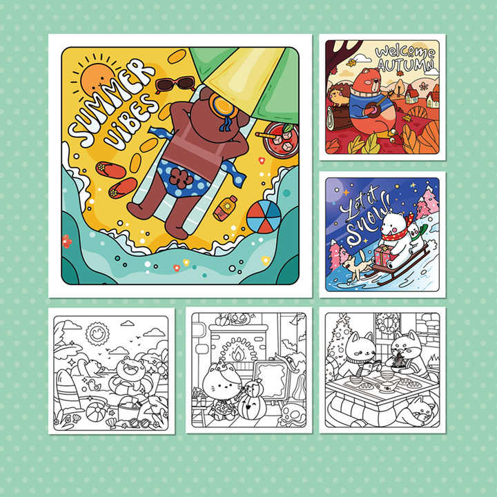 Cross-Border Sweet Four Seasons-كتاب تلوين الفصول