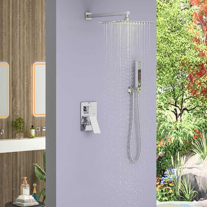 Remove hidden chrome square cold water shower