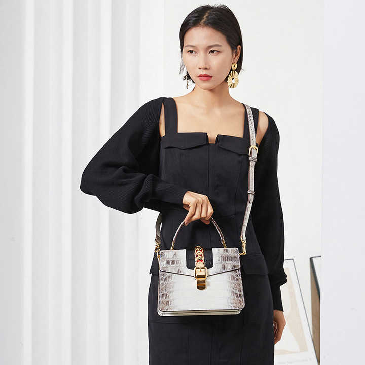 Luxury women's handbag made of genuine leather 