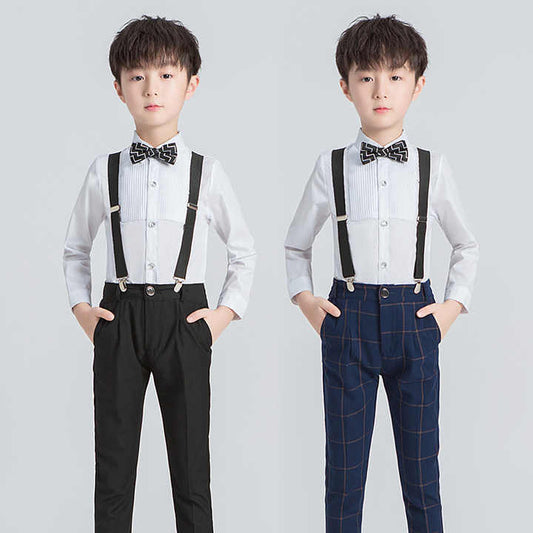 Children's Spring and Autumn Dress Boys' Overalls Set Flower Children's Piano Wedding Dress 