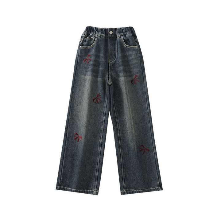 hildren's Casual Straight-Leg Pants Clothing - بنطلونات جينز واسعة جديدة للبنات لفصل الربيع والخريف