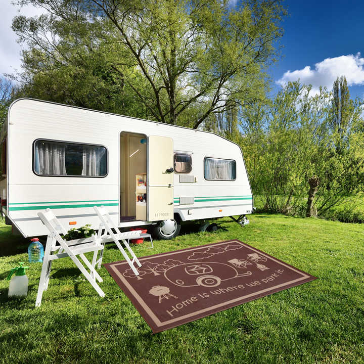 Reversible Outdoor RV Rugs Drain Mats Waterproof Area 3 