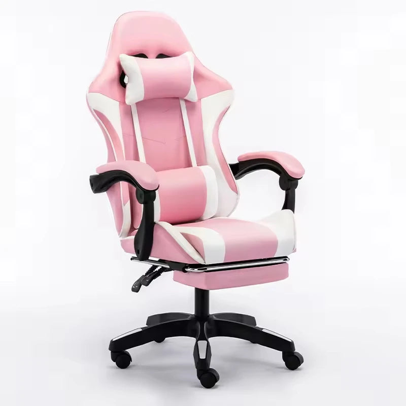 Pro High Back Swivel Chair with Built-in Neck Pillow Black and White for Home Office 