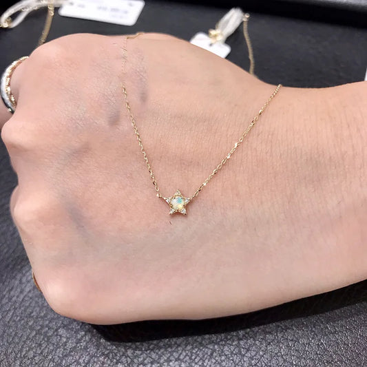 Very small gold plated opal pendant