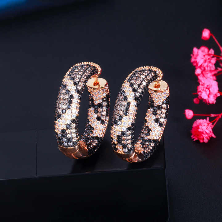 Luxury Big Circle Snake Tiger Earrings 