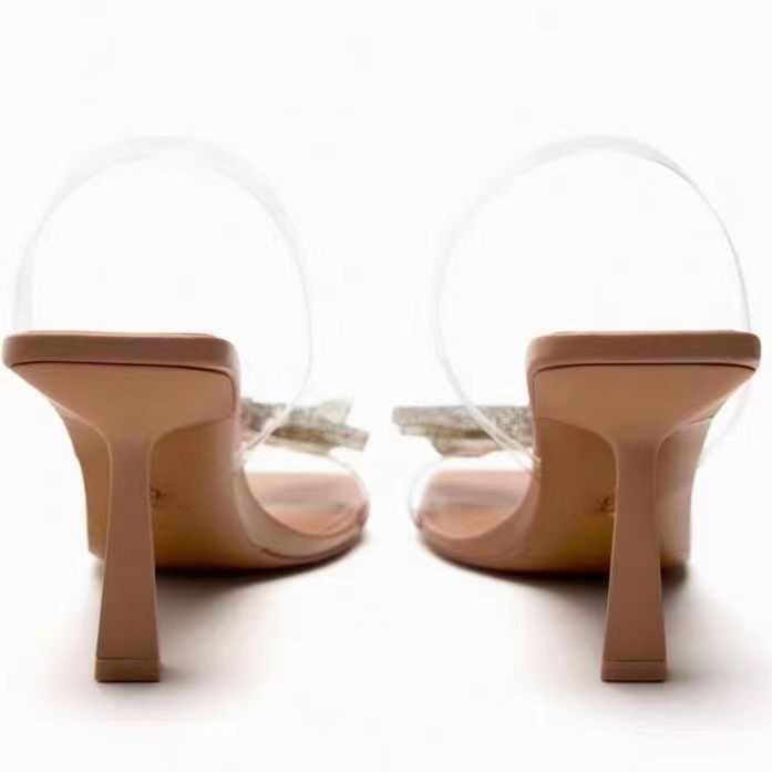 Women's transparent high heel with bow knot 