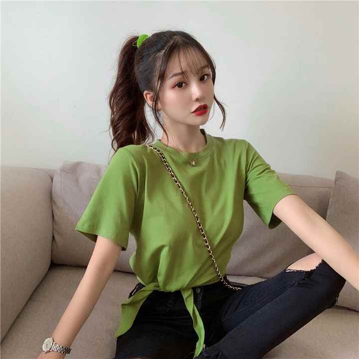 Women's Shiny Crew Neck T-Shirts 