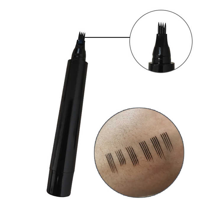قلم حواجب 4 شوكة قلم وشم يدوم طويلاً مقاوم للماء 4 Prong Eyebrow Pen Long Lasting Waterproof