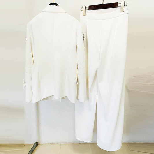 طقم بليزر وبنطال بأكمام طويلة - Long sleeve blazer and long pants set