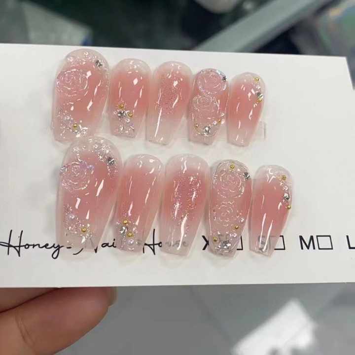 Design #337 Hand Painted False Artificial Nails 