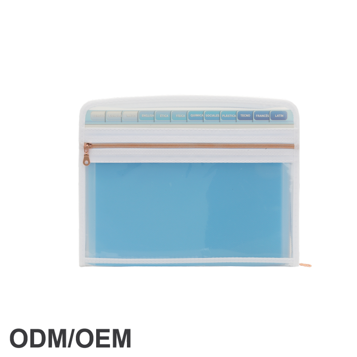 Custom Design 13 Pocket Expanding Zipper File Folder for School Students B Material Bag 