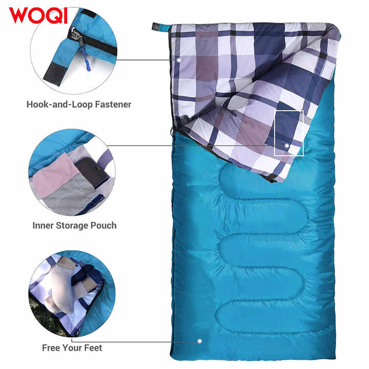 كيس نوم للتخييم من القطن والبوليستر للبالغين  - WOQI Wholesale 3 Season Waterproof
