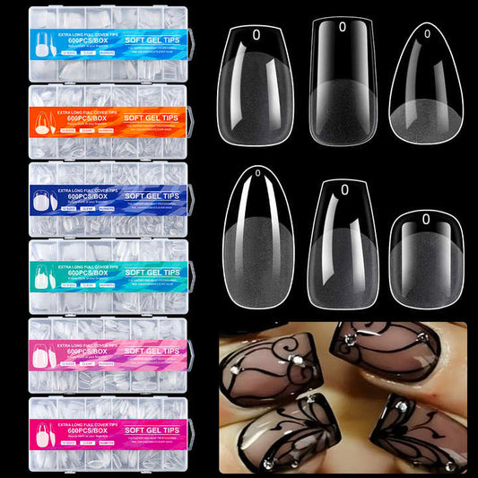 Boxed Short Trapezoidal Semi-French Nails 