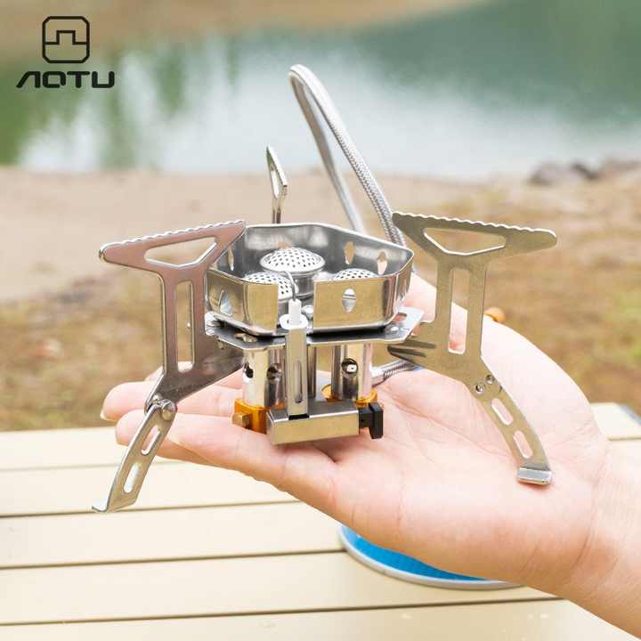 موقد غاز محمول للنزهات الخارجية بثلاث شعلات . Portable 3 Burner Outdoor Picnic Gas Stove, Suitable for