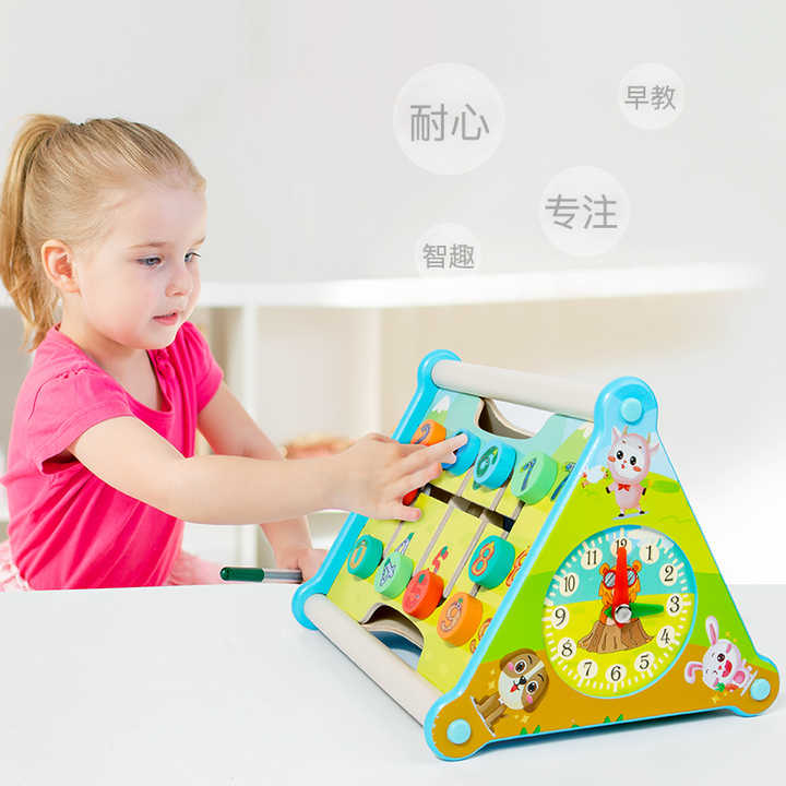 Multifunctional Wooden Educational Toolbox Three-in-One Toolbox Children's Educational Toys 