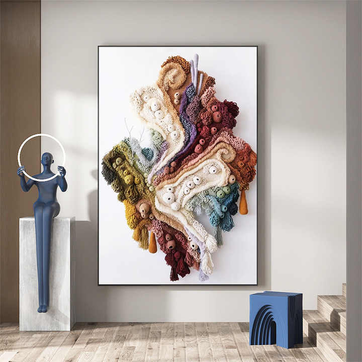 ديكور المنزل الحديث مختلطة وسائل الإعلام الفني الشعاب المرجانية 3D اللوحة الفنون الجدار مؤطرة الكروشيه بطانية المفروشات زخرفة الجدار
