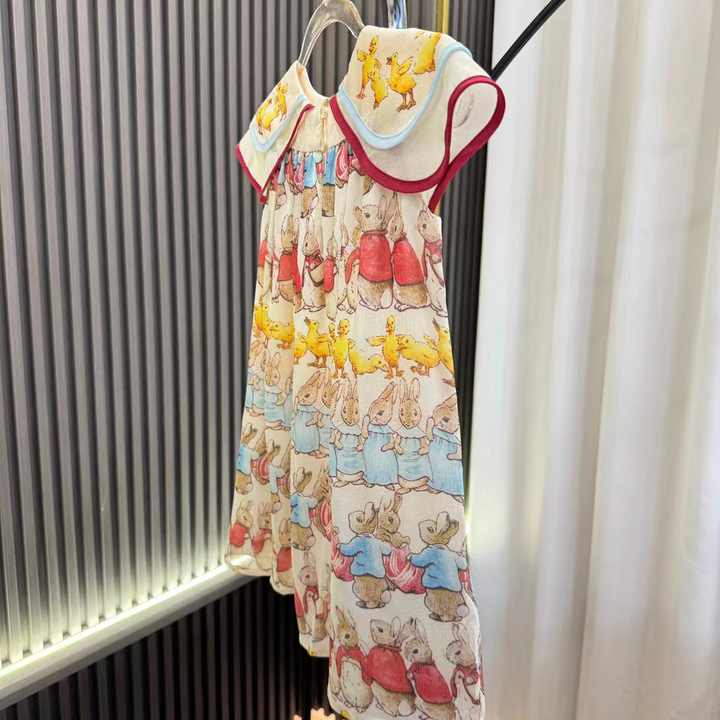 Style Summer Cute Dress for Baby-فستان جديد عالي الجودة من القطن والساتان