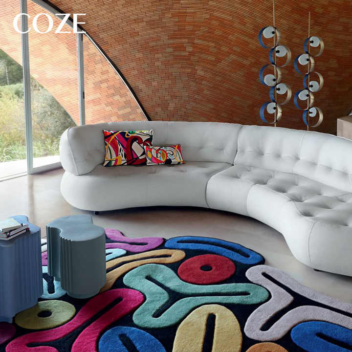 Special Shaped Cubo Rug Made of Nordic Wool with Color Contrast Upscale Rug for Living Room Sofa 