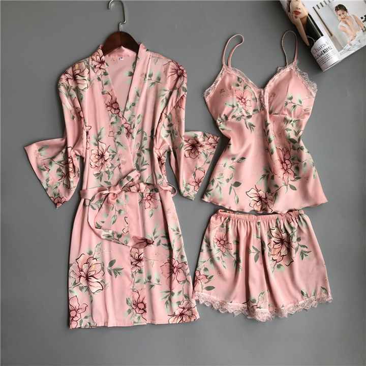 Women's Lace and Satin Sleepwear Set 