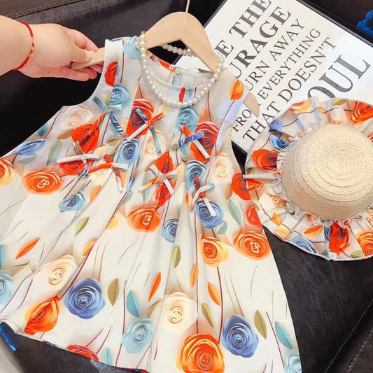 Sundress Send Hat Hot Sale -فستان أطفال للبنات