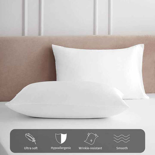 غطاء وسادة من الساتان الأبيض بحجم أمريكي . White Satin Pillowcase US Size, King Size Satin Pillowcase