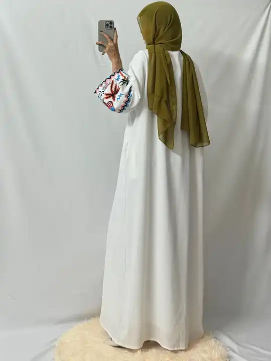 Open Front Abaya Muslim Kaftans Printed-عباية مفتوحة من الأمام