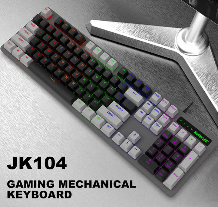 JK104 ABS لوحة مفاتيح سلكية ميكانيكية RGB . JK104 ABS Wired Mechanical Keyboard RGB Backlit
