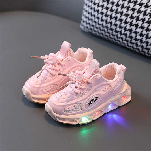 Boys' Sneakers, Toddler Kids' Breathable LED Light Sneakers 