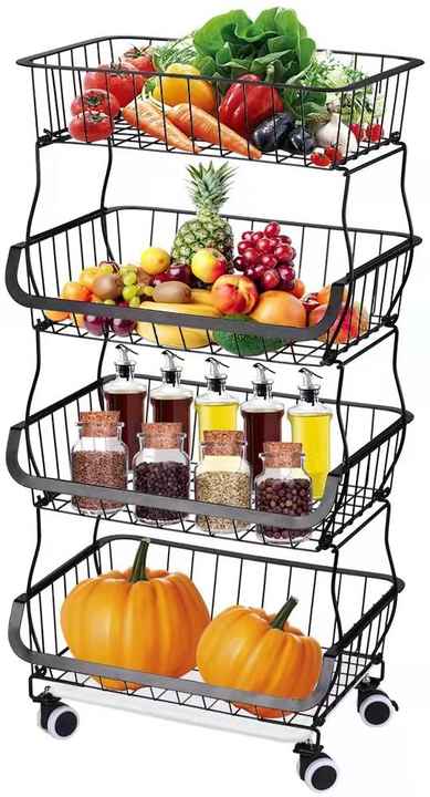 Metal Kitchen Home Organizer Home Organizer Wire Fold Stackable Baby Toys Metal Fruit Vegetable Storage Baskets 