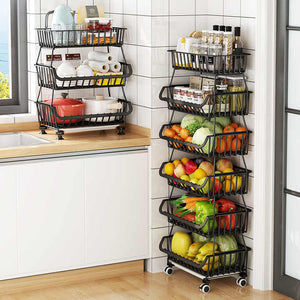 Metal Kitchen Home Organizer Home Organizer Wire Fold Stackable Baby Toys Metal Fruit Vegetable Storage Baskets 