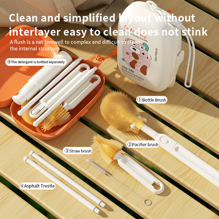 Travel-Friendly Baby Bottle Straw Brush Set 