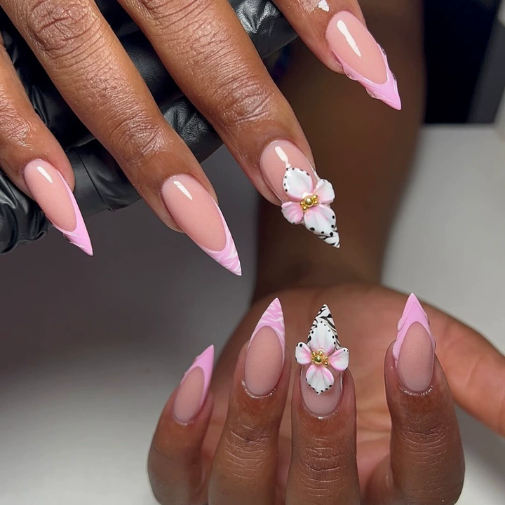 Handmade Ultra-Long Pear-Shaped French Pearl Nail 