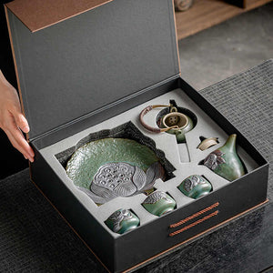 Retro Kung Fu Design Pottery Teapot Set 