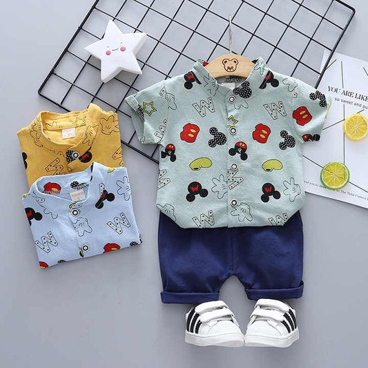 Toddler Boys Baby Kids Girl Floral-Print-طقم ملابس صيفي