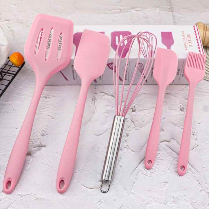 5-Piece Heat-Resistant Silicone Kitchen Utensil Set for Cooking and Kitchen High Demandطقم ملحقات منزلية ومطبخ من 5 قطع من السيليكون المقاوم للحرارة لأواني الطبخ والمطبخ مرتفع الطلب