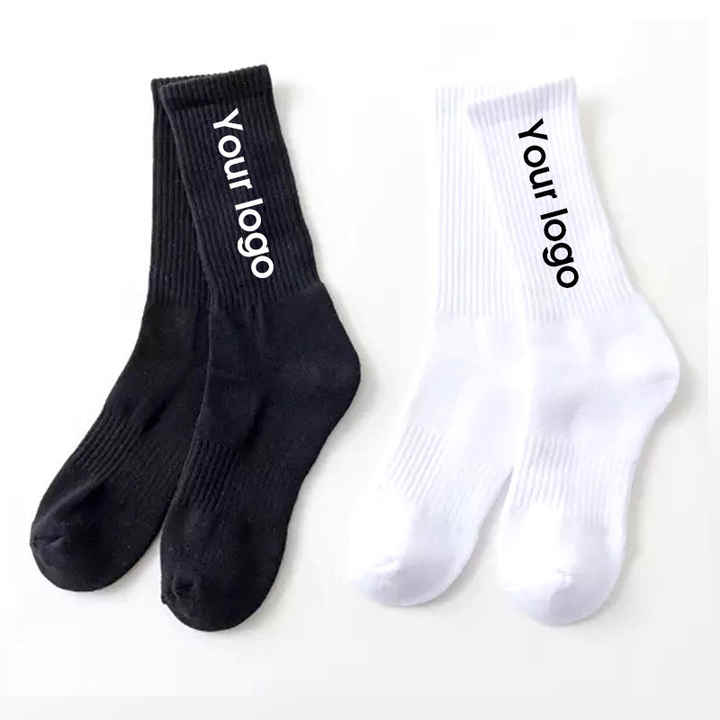 Custom Design Your Own Ribbed Basketball Socks Plain White Sports Logo Custom Socks 