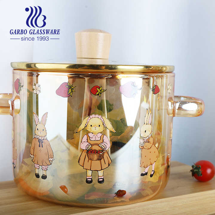 Direct from factory high quality glass cooking pot with glass lid glass cookware glass stove top boiling pot setمن المصنع مباشرة وعاء طهي زجاجي عالي الجودة بغطاء من الزجاج أواني طهي من الزجاج طقم إناء موقد من الزجاج المغلي
