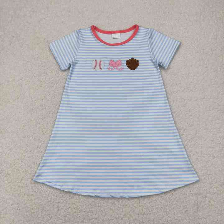 Length Summer One Piece Clothes- فستان أطفال بناتي بأكمام قصيرة