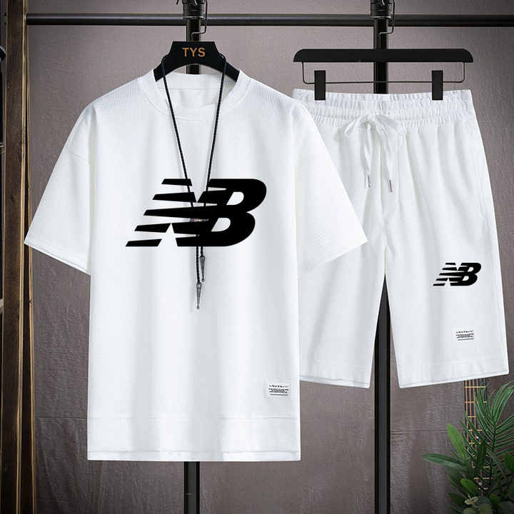 Men's 2 Piece T-Shirt Set Summer Vacation Leisure Clothes Plus Size Five Quarter Loose Hip Hop Pants Fit 