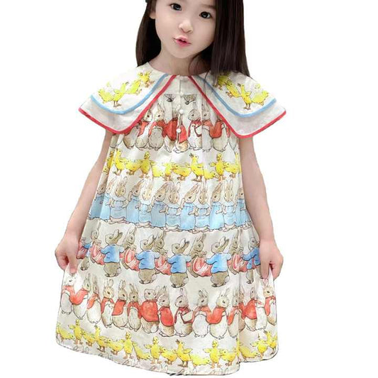 Style Summer Cute Dress for Baby-فستان جديد عالي الجودة من القطن والساتان