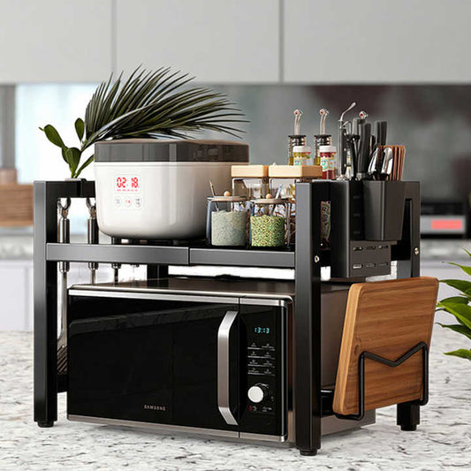 رف منزلي لفرن الميكروويف ، نوع قائم المطبخ المنزلي لغرض التخزين Home microwave oven rack, home kitchen standing type for storage purpose