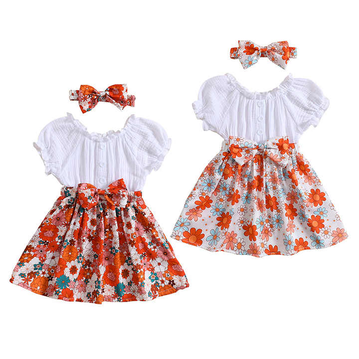 Top Selling Girls Summer Dresses Cute Design Baby Girls Clothes Set 1-6 Years Girls Floral Dress 