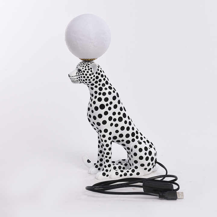 Life Size Abstract Art Leopard Statue with Animal Lamp Floor Lights Living Room Hotel Statue Light Decor 