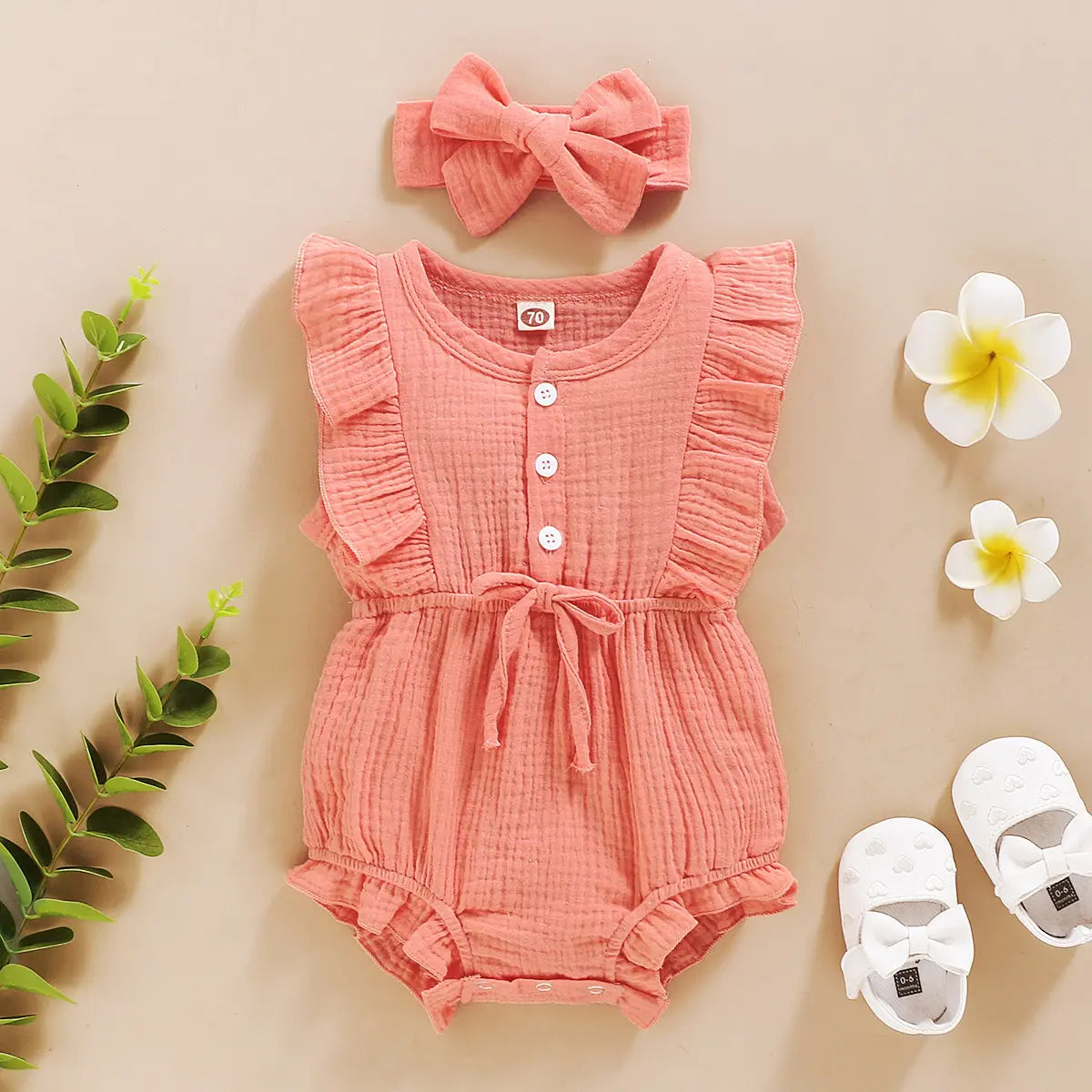 رومبير صيفي للبنات حديثي الولادة - Summer Girl Bubble Ruffle Rompers