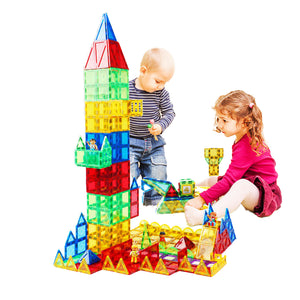 32pcs Magnetic Tiles Educational Toys for Kids, Plastic Building Tiles with EN71 Certification 