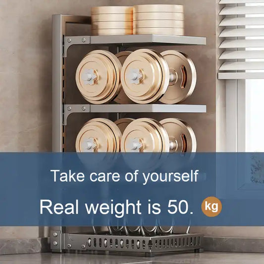 Multifunctional Metal Kitchen Storage Rack Home Organizer Cookware Stove Top Storage Shelves Cabinetرف تخزين معدني متعدد الوظائف للمطبخ منظم منزلي لأدوات الطهي موقد متعدد الطبقات خزانة أرفف تخزين علوي