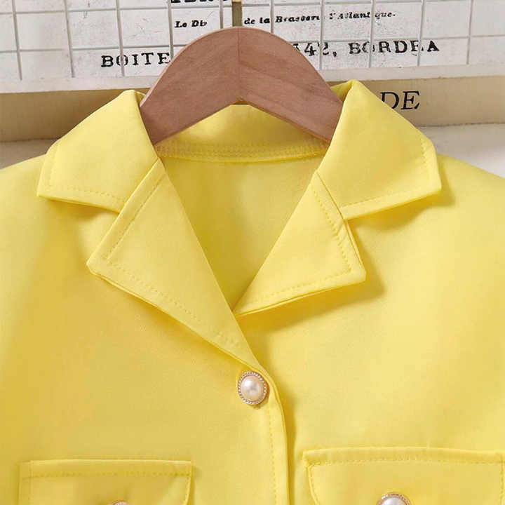 ملابس أطفال صفراء للفتيات من سن 4-7 سنوات Yellow Children's Clothing for Girls Age 4-7 Years